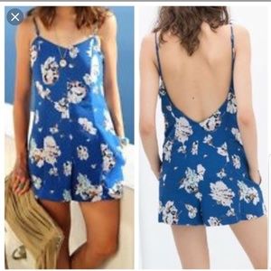 Zara - Blue Floral Backless Romper